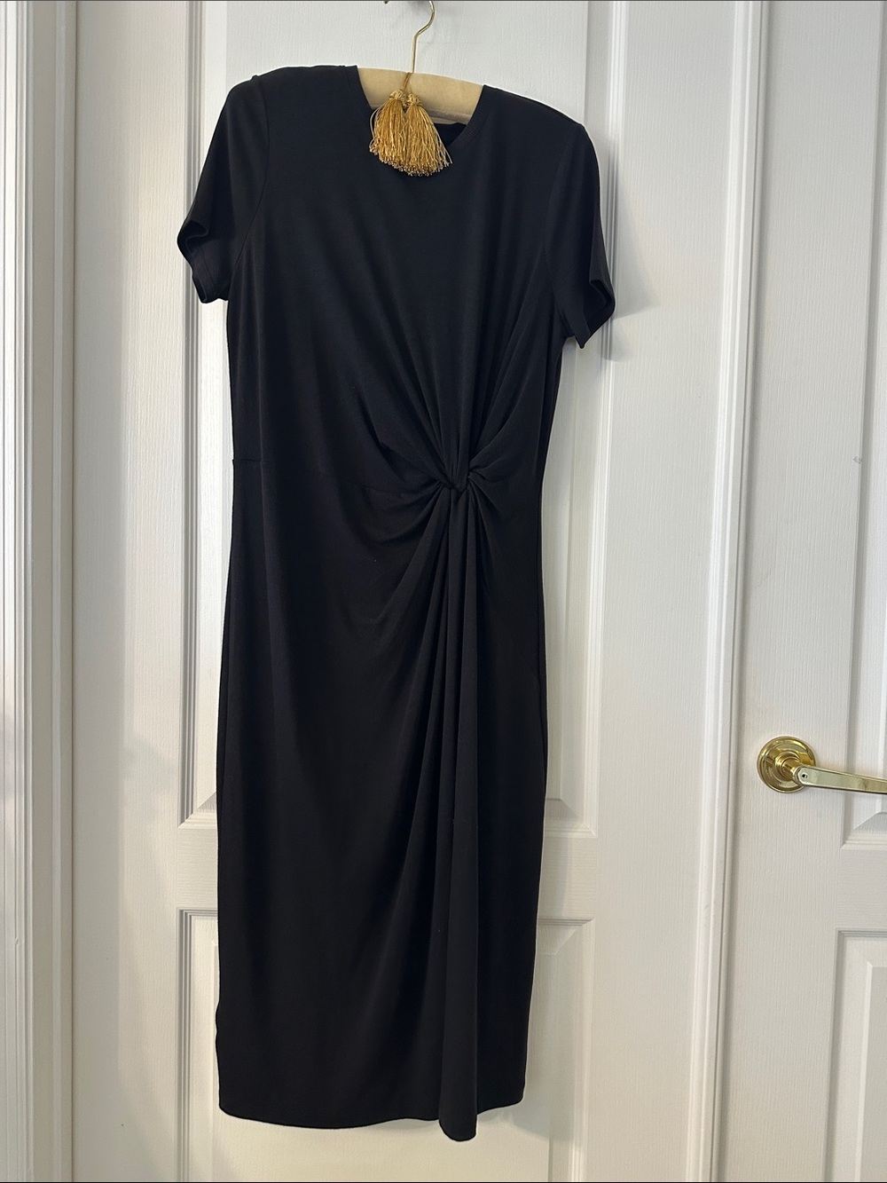 Lou & Grey Black Midi Dress with Twist Detail